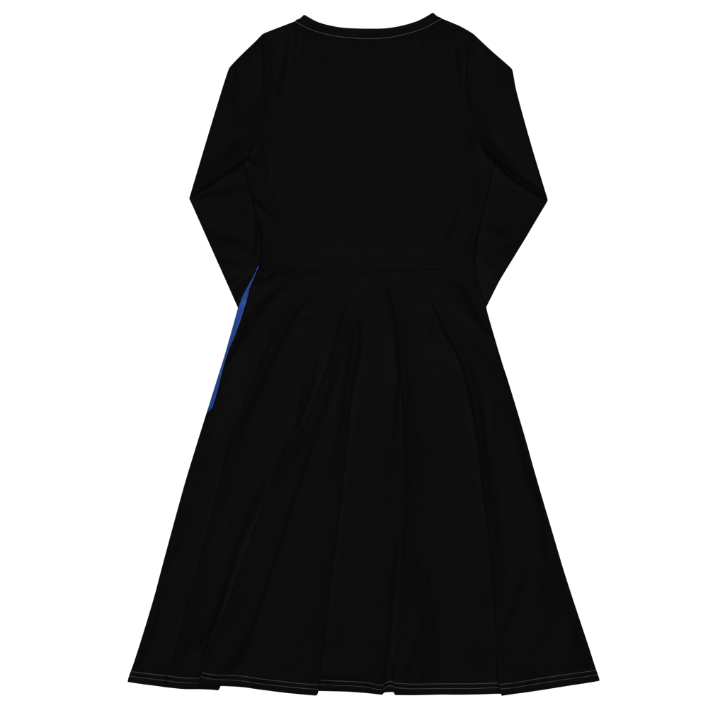 All-over print long sleeve midi dress